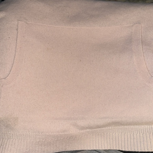 WRAP London light pink 100% cashmere V neck kangaroo pockets light sweater L-XL - Picture 6 of 7